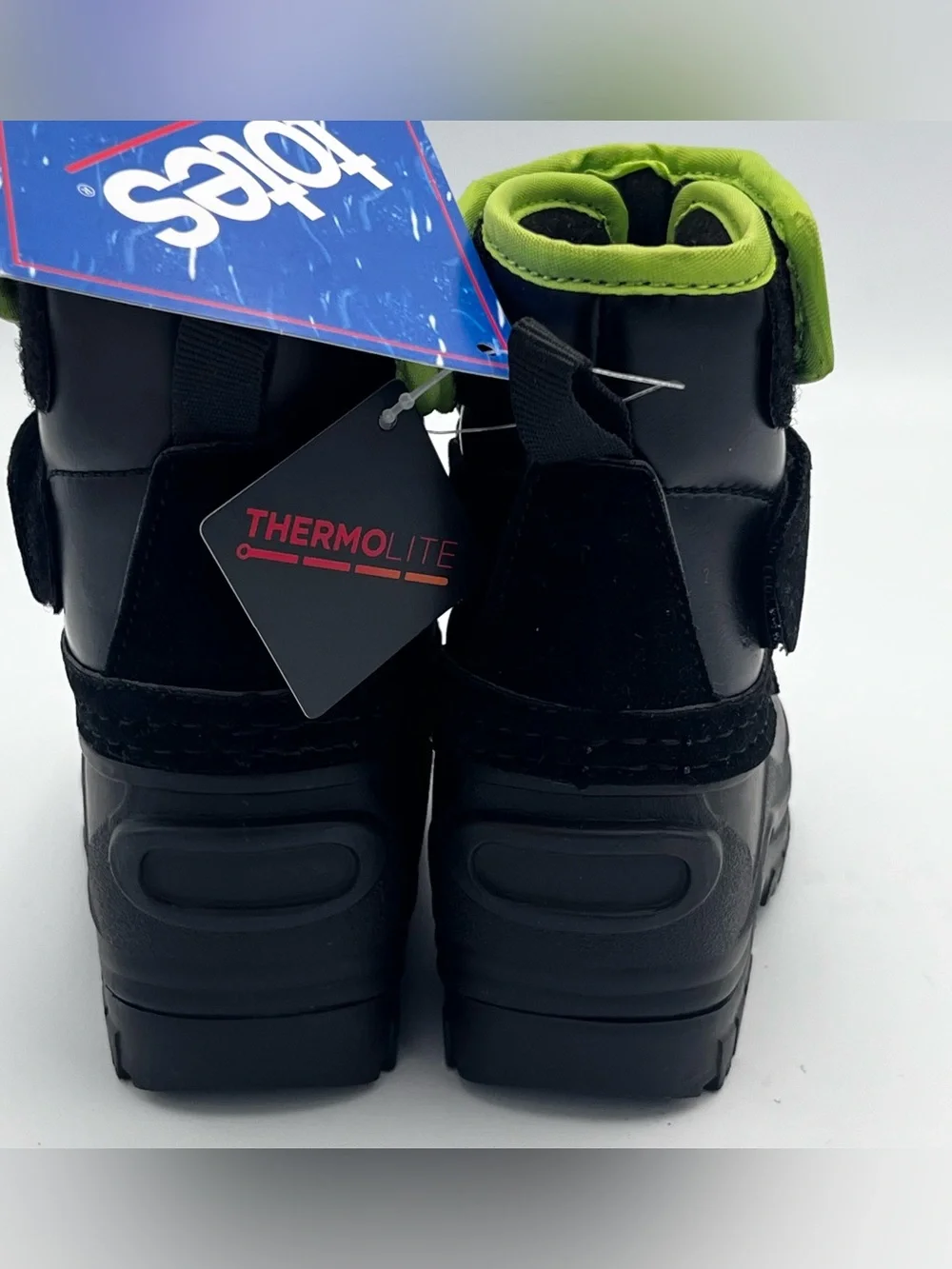 Totes Cody Insulated Snow Boots Black/Lime Green Size 5 Toddler